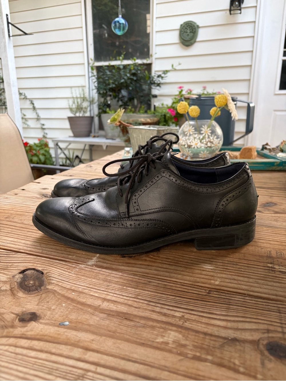 Cole Haan Grand Men’s 12M Black Leather Wingtip Oxford Brogue Dress Shoes